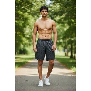 Under Armour Mens Basketball Shorts Elastic Waistband W/Pockets Black/Gray Large